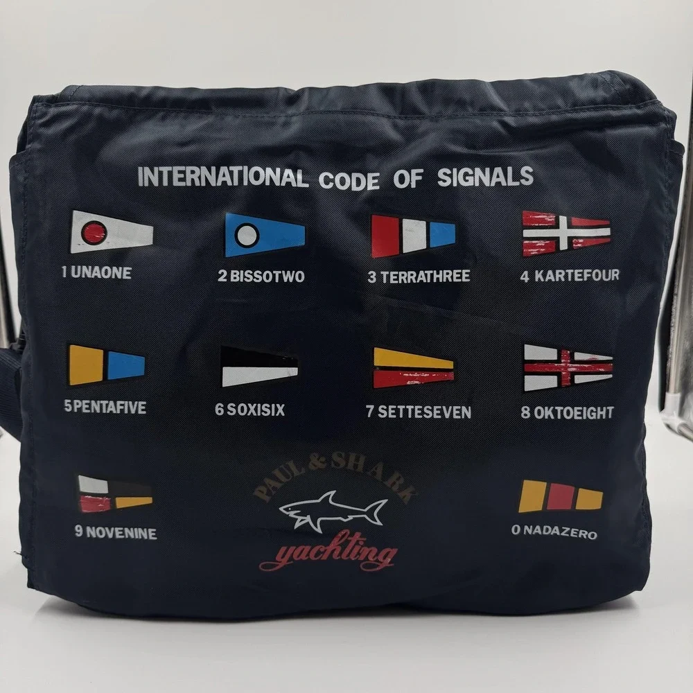 Paul & Shark Laptop Bag Mens Large Blue Yachting Nautical Flag Crossbody Travel